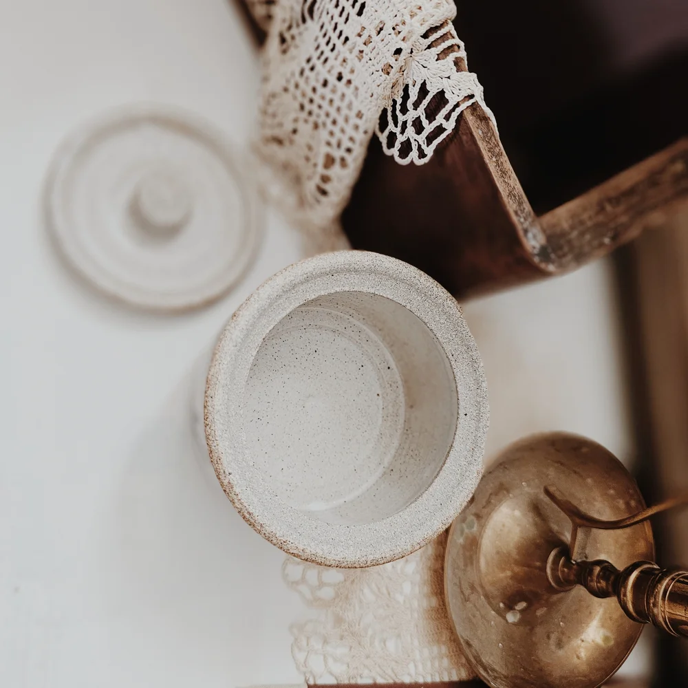 Handcrafted Ceramic Lidded Jar - Cream and Brown - Picture 3 of 7